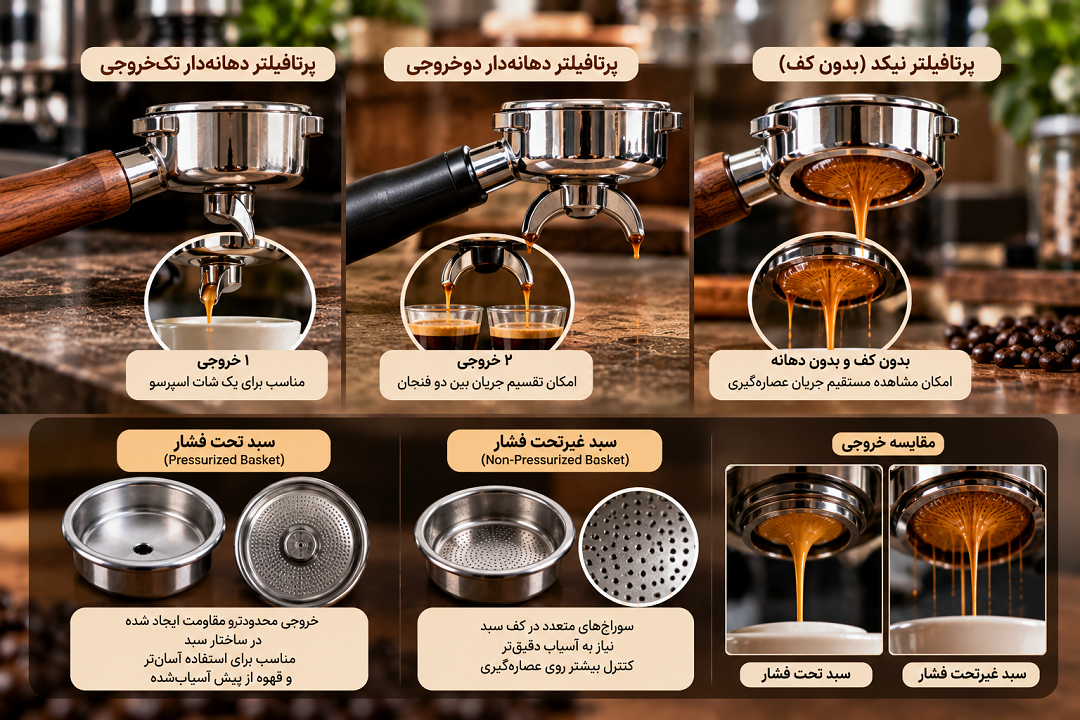 انواع پرتافیلتر اسپرسوساز چه تفاوتی دارند؟